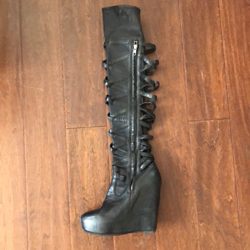 Size 8 Elizabeth & James over the knee black boots